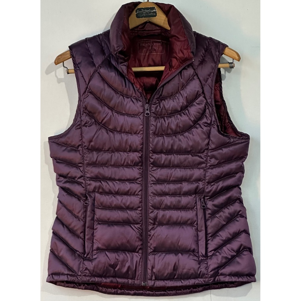 Bernardo Puffer Vest Goose Down Quilted Womens Medium Plum Purple Excellent